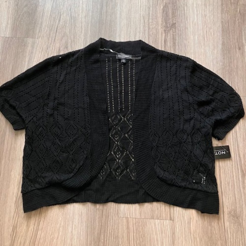 Notations Pointelle Black CardiganShrug NEW with tags